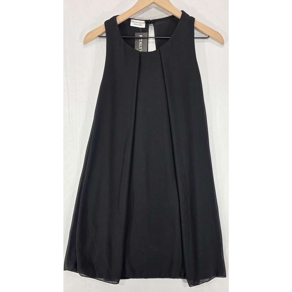 NWT Catherine Lillywhites Chiffon Dress One Size Black Mini Italy Cocktail LBD